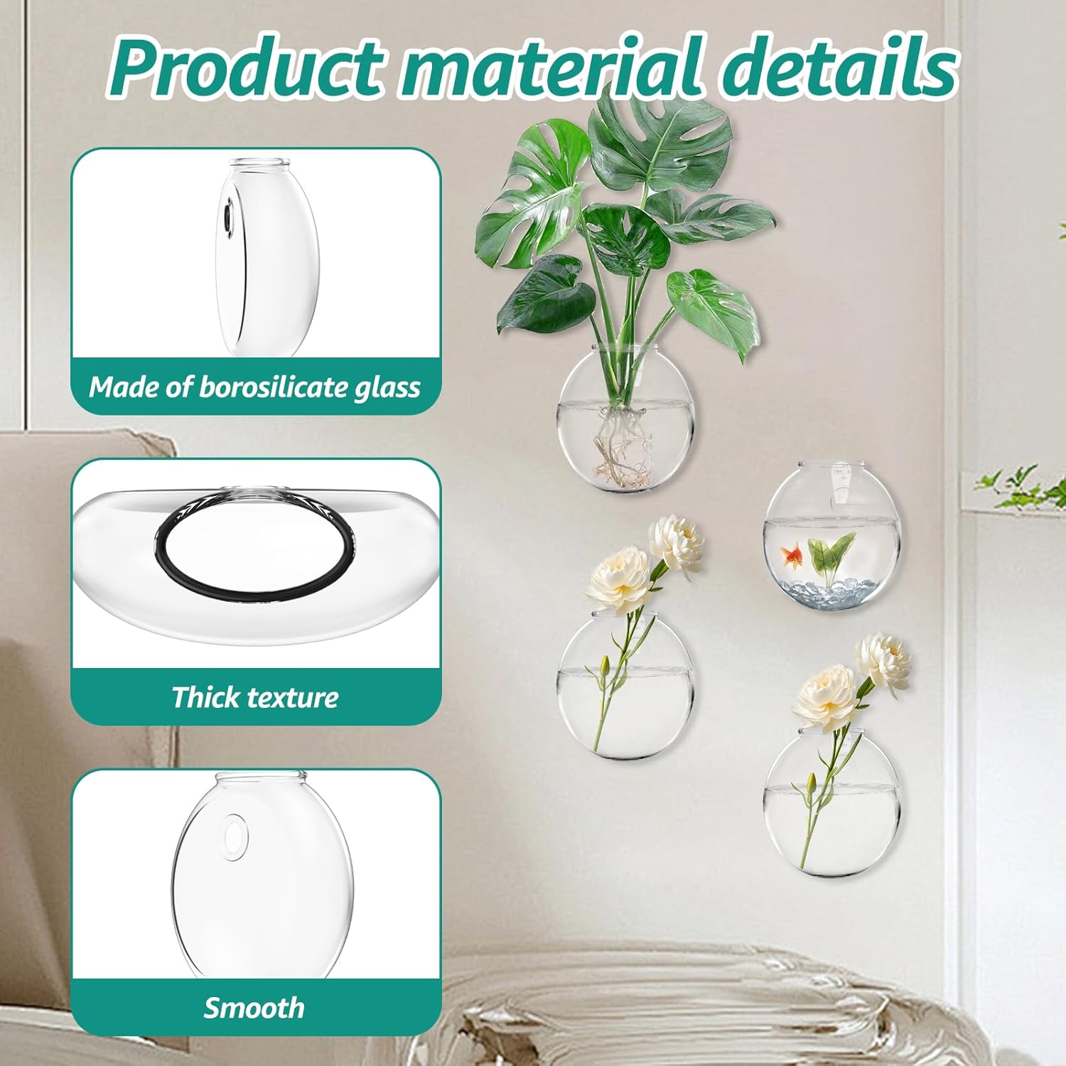 Wall-Mounted Glass Eco Planter – Oval