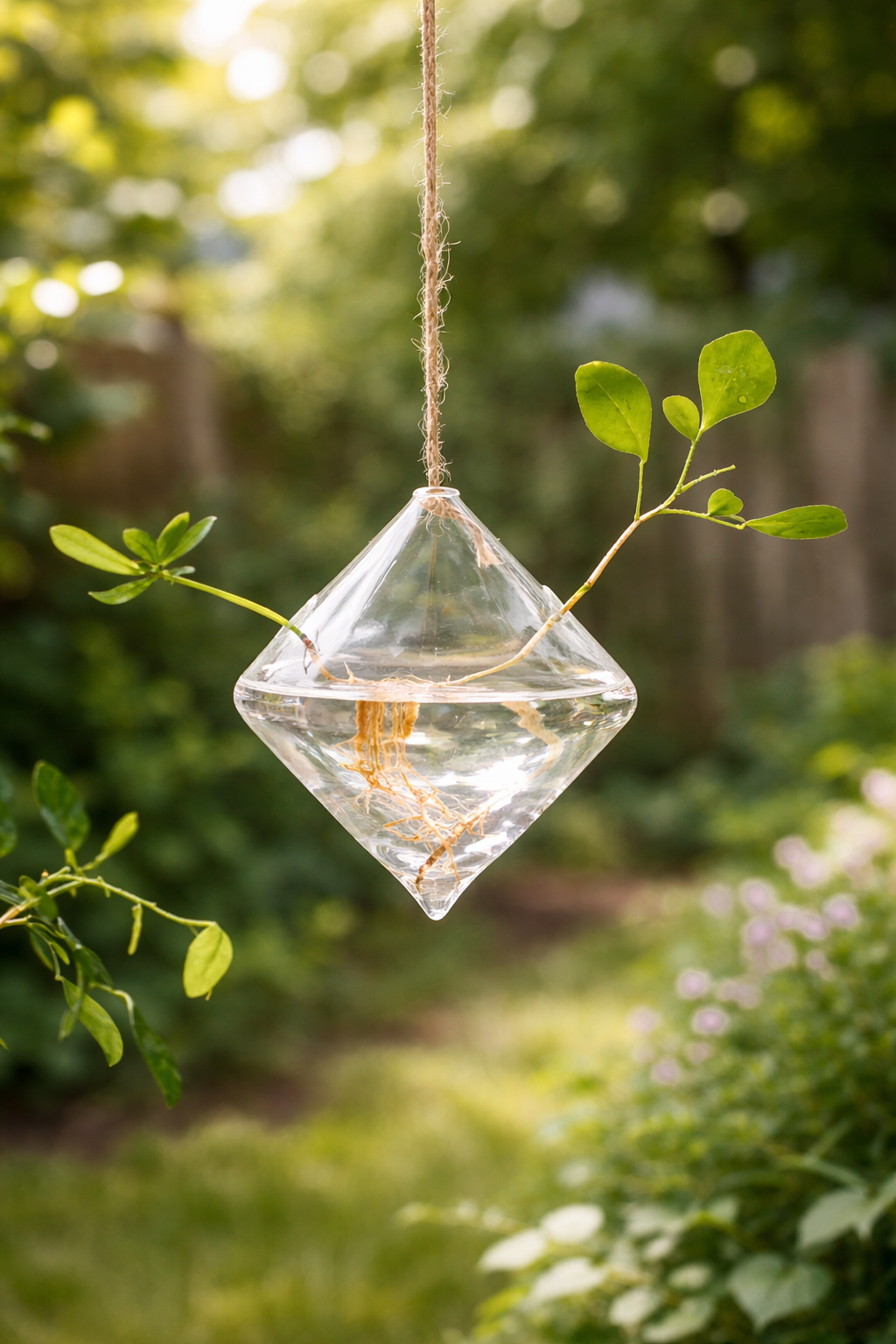 Suspended Hydro Glass Planter - Diamond
