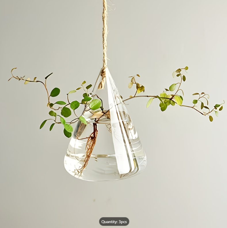 Suspended Hydro Glass Planter - Triangle