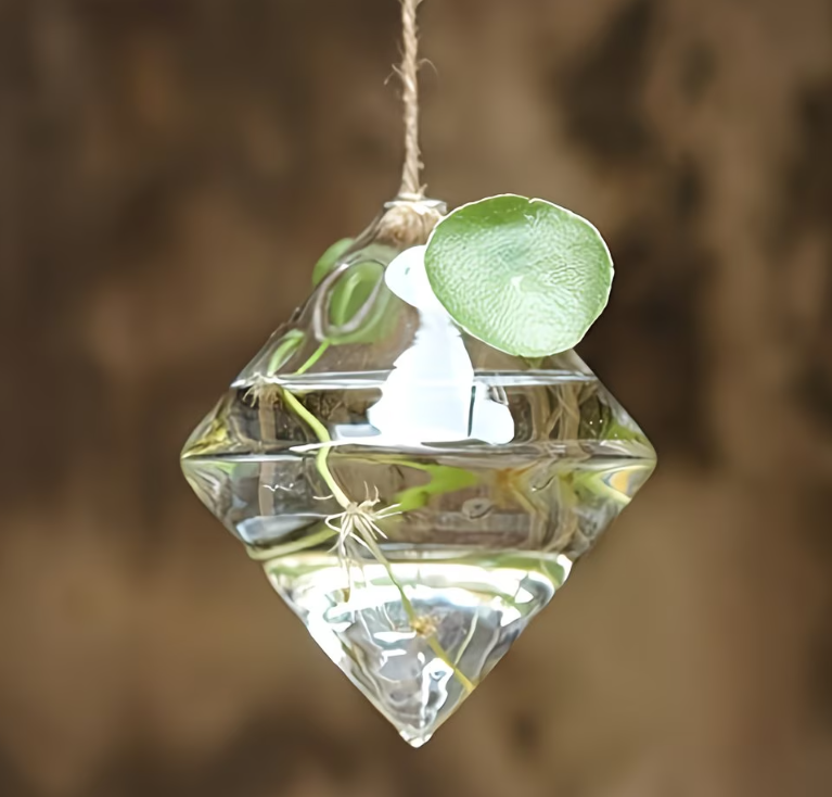 Suspended Hydro Glass Planter - Diamond